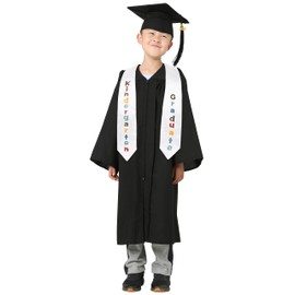 GraduatePro Kindergarten Graduation Cap and Gown Stole Package 2025 Tassel Set for Kids Black 33