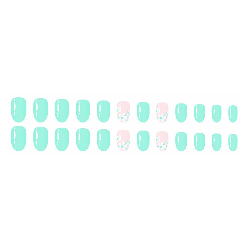 MISUD Press on Nails Short Oval Fake Nails Glossy Glue