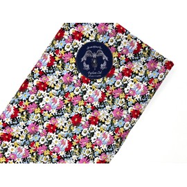Pyrhan Tiny Daisy Floral Fabric 100% Pure Cotton Prints – 60 inches Extra Wide Fabric by The metre - Perfect for Sewing Projects and Dress Making - Cotton Fabric by The Metre Clearance (Red)