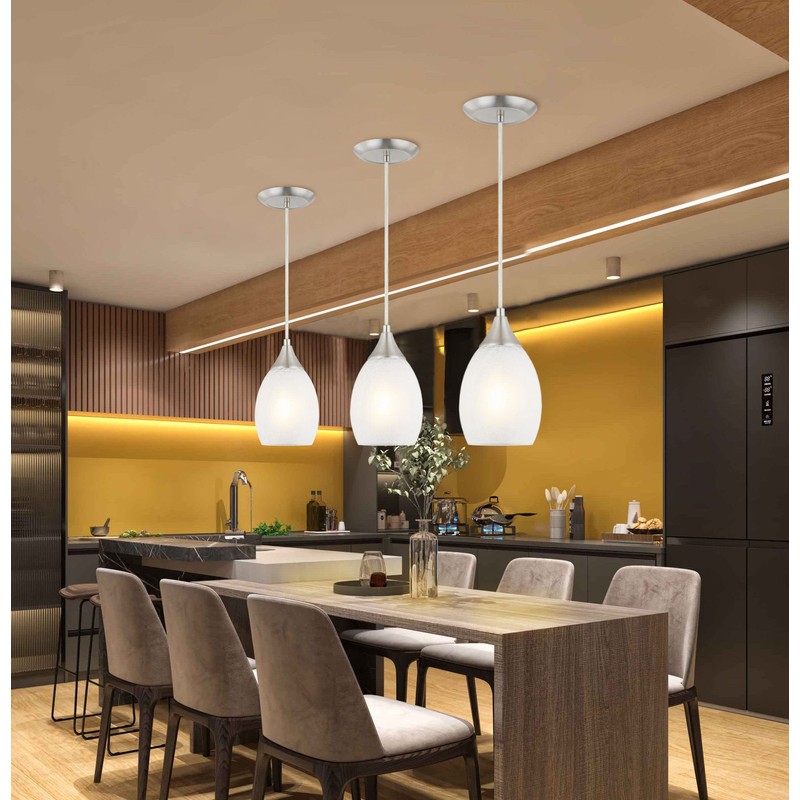 Glassland Pendant Lighting, 1 Light Mini Pendant Light in Brushed