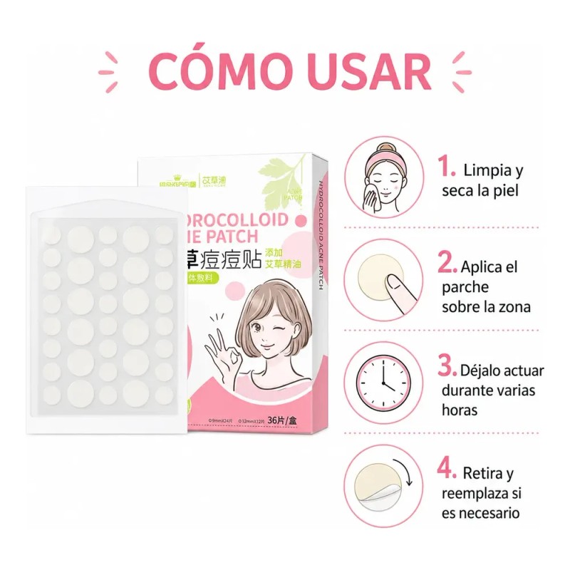 Parches Hidrocoloides Acne Artemisa 2 Cajas 72 Pzs