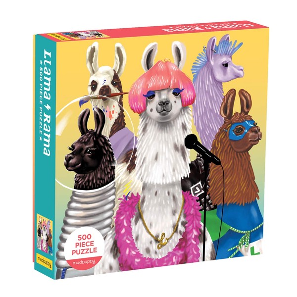 Mudpuppy Llama Rama 500 Piece Family Jigsaw Puzzle, Cute Puzzle for Kids and Families with Dressed Up Llamas