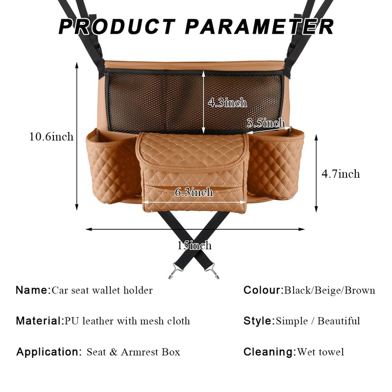 DXNQ Car Purse Holder Between Seats, Luxury Leather Front Seat