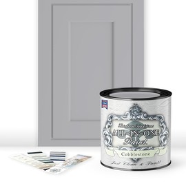 ALL-IN-ONE Paint, Cobblestone (gray), Quart - Durable cabinet and furniture paint. Built in primer and top coat, no sanding needed. Includes our 30 featured color card.