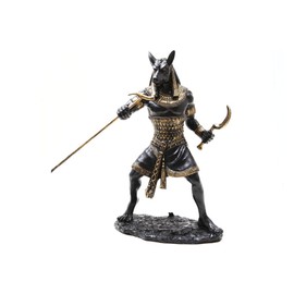 PTC 10 Inch Seth Fighting Warrior Egyptian Mythological Statue Figurine,Black and Gold
