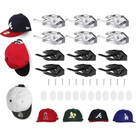 Confezione da 12 Portacappelli da parete ganci adesivi per porta Cappelli Cappelli Porta Cappelli Curve Ganci Appendi per cappelli da parete,Cappello Senza Perforazione(con 12 viti e retro adesivo)