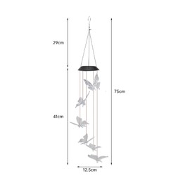 ZVO Butterfly Solar Wind Chime Garden - Set of 4 Solar Butterflies for Outdoor Hanging, Balcony Decoration Hanging Light for Mum Grandma Child - Warm Light