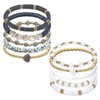 10 Pcs Beaded Stretch Bracelets for Women, Black & White