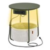 VASAGLE Side Table with Charging Station, Round End Table with