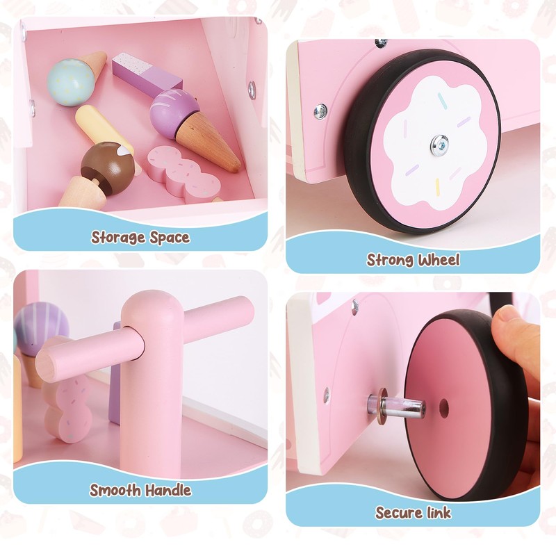 Asweets Wooden Baby Push and Pull Walker with Wheels, Learining