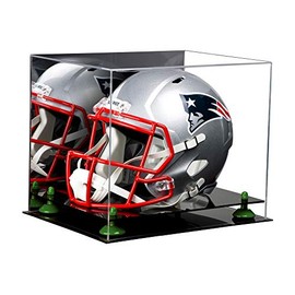 Better Display Cases Acrylic Football Helmet Display Case with Mirror and Green Risers (A002-GRR)
