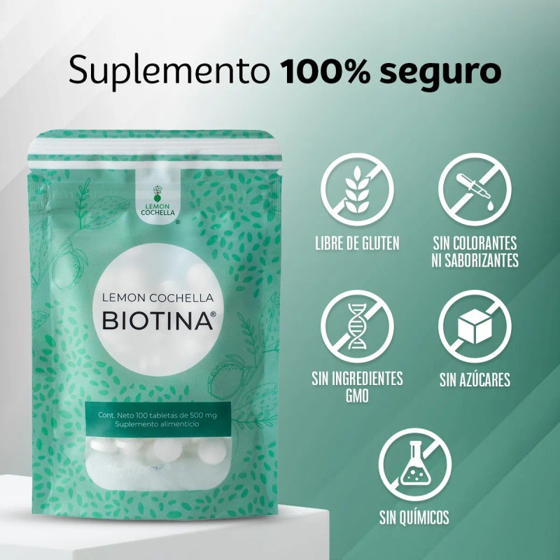 Biotina Lemon | Kit 3 | 100 Tabletas | Cabello