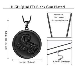 Scorpio Necklace Zodiac Pendant for Men - Constellation Zodiac Star Sign Horoscope Pendant Black Gun Plated Astrology Birthday Gifts Mens/Women Jewelry SP0085O-K