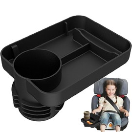 Car Seat Cup Holder Snack Tray - Silicone Travel Tray for Car Seat with Expandable Base for Fruit, Toys, Books Essentials Fits Most Cup Holders