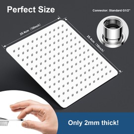 YEAUPE PRO Rain Shower 10 Inch - Square Shower Head Made of 304 Stainless Steel, High Pressure Shower Head with Self-Cleaning Nozzles, Ceiling Mounting, Chrome (25 x 25 cm)