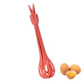 2-in-1 Food Clip Egg Whisk, Manual Multifunctional Egg Beater Serrated Bread Clip Kitchen Tool for Gripping Stirring Mixing Food (Orange)