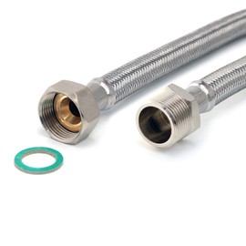 H2O-Flex® Aquastop Extension Hose 2 m for Washing Machine or Dishwasher Kink-Resistant DN13 Reinforced Hose with 3/4 Inch Connections (Nut x AG), with Drinking Water Approval and Stainless Steel Mesh