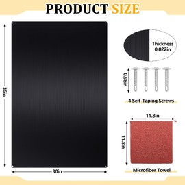 Yaocom Stainless Steel Backsplash Range Hood Stove Backsplash Back Stainless Steel Sheet for Kitchen Wall Splatter Metal Wall Panels with Screws and Hanging Towel(Black,30×36 Inch)