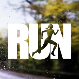Run Girl Runner Track Running - Vinyl Decal - Car Phone Helmet - Select Size