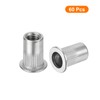 sourcing map 60Pcs Rivet Nuts Flat Head, M6 Stainless Steel
