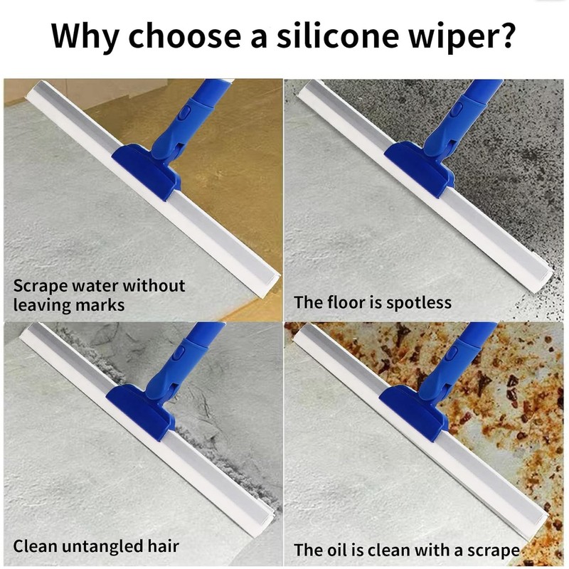 17" Magic Broom Squeegee Broom with 56" Adjustable Long Handle