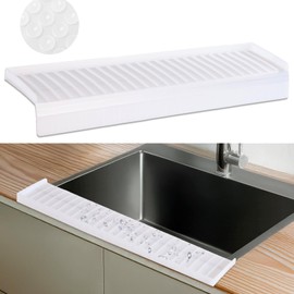 AyNirser Sink Edge Protector with Suction Cup 14“ 20” 30", Silicone Sink Splash Guard for Kitchen & Bathroom, Protect Countertop from Scratches, Stains, for Stainless Steel Granite Quartz-Clear