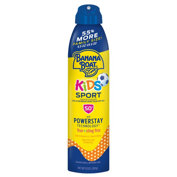 Banana Boat Kids Sport Tear Free Sting Free And Reef Friendly Sunscreen Spray, SPF 50, 9.5oz