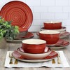 Elama Gia 24 Piece Round Stoneware Dinnerware Set in Red