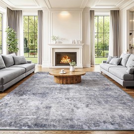 Shilucheng 8x10 Area Rug for Living Room Clearance, Machine Washable Non-Slip Neutral Modern Abstract Indoor Rugs, Soft Rug for Bedroom Under Bed,Dining Room, Home Office Decor Carpet (Gray/Blue)