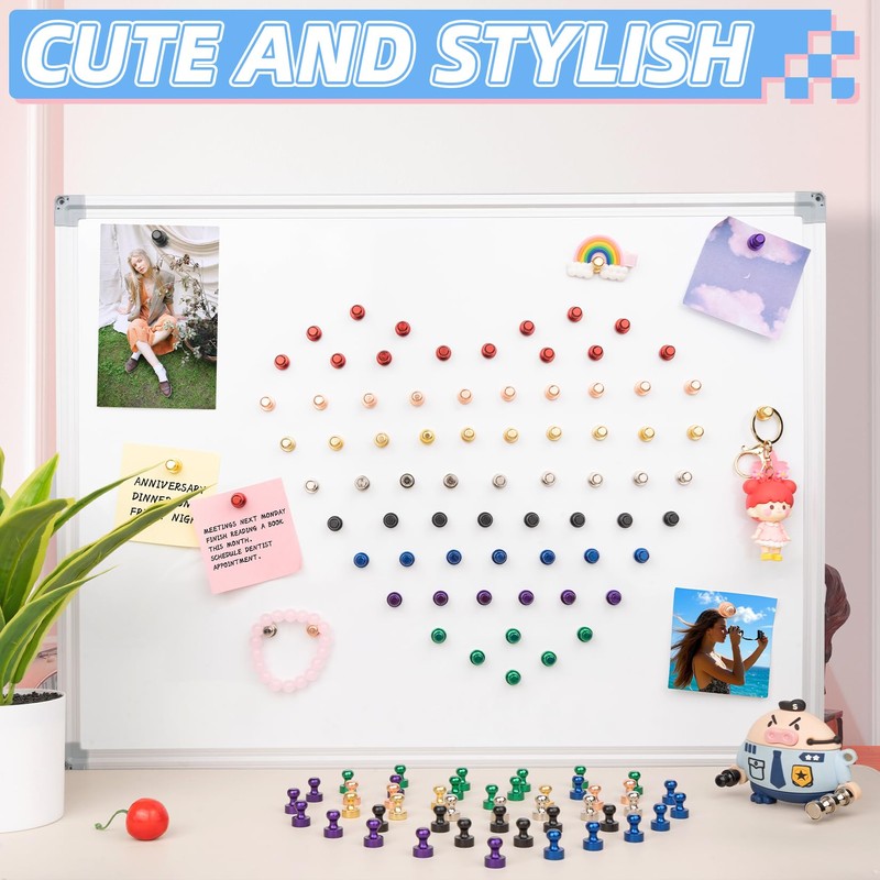 VNDUEEY 20 Pcs Refrigerator Magnets, Gold Metal Push Pin Magnets,