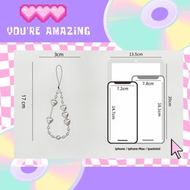 EZ PEACH Strap Smartphone Wrist Drop Prevention Mobile Hand Strap for Girls Hanging Pendant Decoration Fall Prevention Bowknot Colorful Beads Smartphone Accessories Compatible with All Models, Pearl