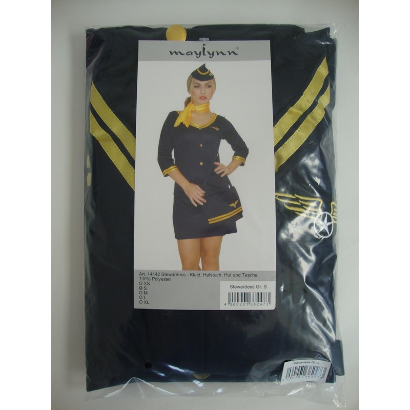 Maylynn 14142, costume stewardess flight attendant with bag., large, blue