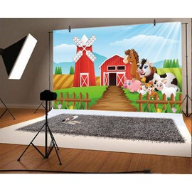Yeele 7x5ft Cartoon Farm Pasture Background for Photography Countryside Shed Barn Scenery Livestock Animals Backdrop Rustic Baby Boy Kids Adult Children Portrait Shoots Photo Booth Props