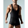 ABAFIP Men's Athletic Bodysuit Sleeveless Singlet Leotard Deep U Neck