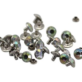 Allstarco 7mm Crystal AB H702 Acrylic Rhinestone Rivets For Garments Leather, Sewing and Crafts DIY Jewelry Making in Bulk Bracelet Handbags FlipFlops - 100 Pieces