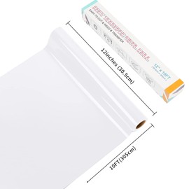 White Heat Transfer Vinyl - Lya Vinyl 12" x 10ft White Iron on Vinyl Roll for Cricut, Silhouette Cameo, Premium HTV for DIY Clothes, Bags, Shoes and Other Textiles