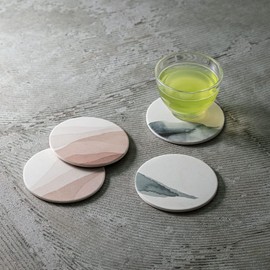 &NE NRS-288-SSTN Ceramic Diatomaceous Earth Coaster, Watercolor, Tan, Made in Japan, Asbestos Free, Mino Ware, Cork, Water Absorption, Japanese Pattern, Glass, Water Droplet, Diatomaceous Earth,