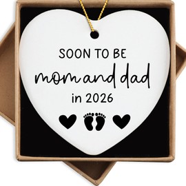 Soon to Be Mom & Dad in 2026 Christmas Tree Decoration Ornament Keepsake Sign Heart Plaque Mom and Dad to Be Gift Pregnancy Gifts for New Parents Expecting Mommy Daddy Gift