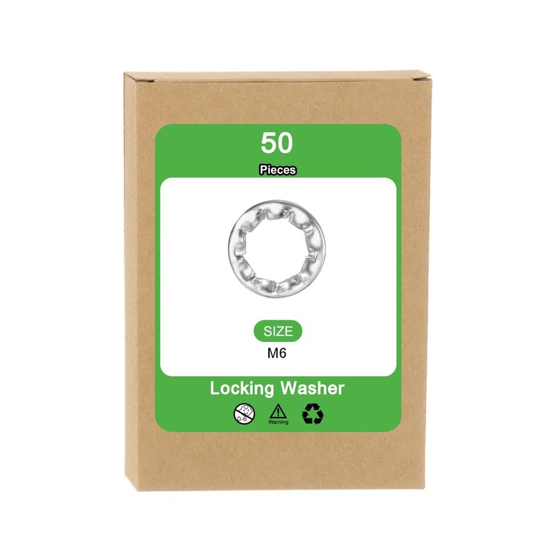 sourcing map M6 50Pcs Internal Tooth Washers, 304 Stainless Steel