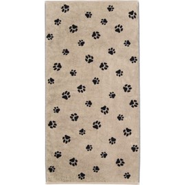 Cawö Home Hand Towels We Love Dogs Paws 6247 Black/Beige 93 Hand Towel 50 x 100 cm