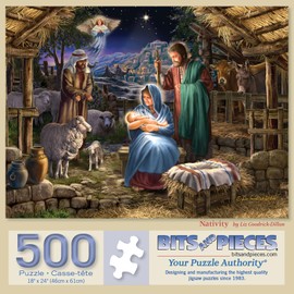 Bits and Pieces - 500 Piece Jigsaw Puzzle for Adults - 18" x 24" - Nativity - 500 pc Christian Christmas Jigsaw by Liz Goodrick-Dillon