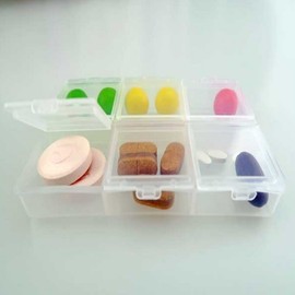 Multi-purpose Daily Pill & Supplement Case - Transparent Simple Travel Storage Organizer Small Size 6ea