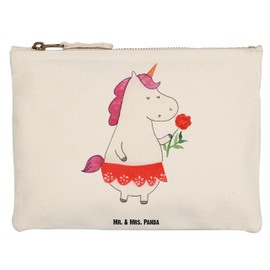 Mr. & Mrs. Panda Make-up bag unicorn lady, White, Hand Drawn