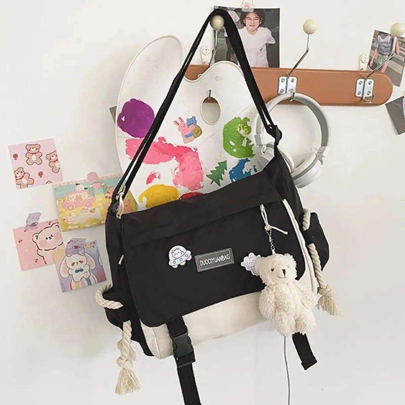 Bolso De Hombro Para Mujer/bolso Escolar/bolso De Lona/versión Coreana/gran Capacidad/rojo,