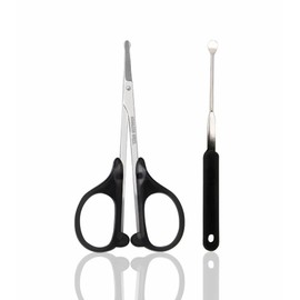 Travel Manicure Kit for Women and Men, 2 Piece Grooming Essentials: Nose Scissors, Ear Tweezer, Compact and Stylish for Home or Travel Use, SUNDEN SN1255