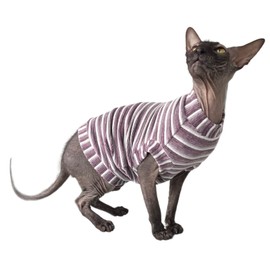 Kotomoda Cat's T-shirt Corduroy Mauve stripes for Sphynx and naked cats (Medium)