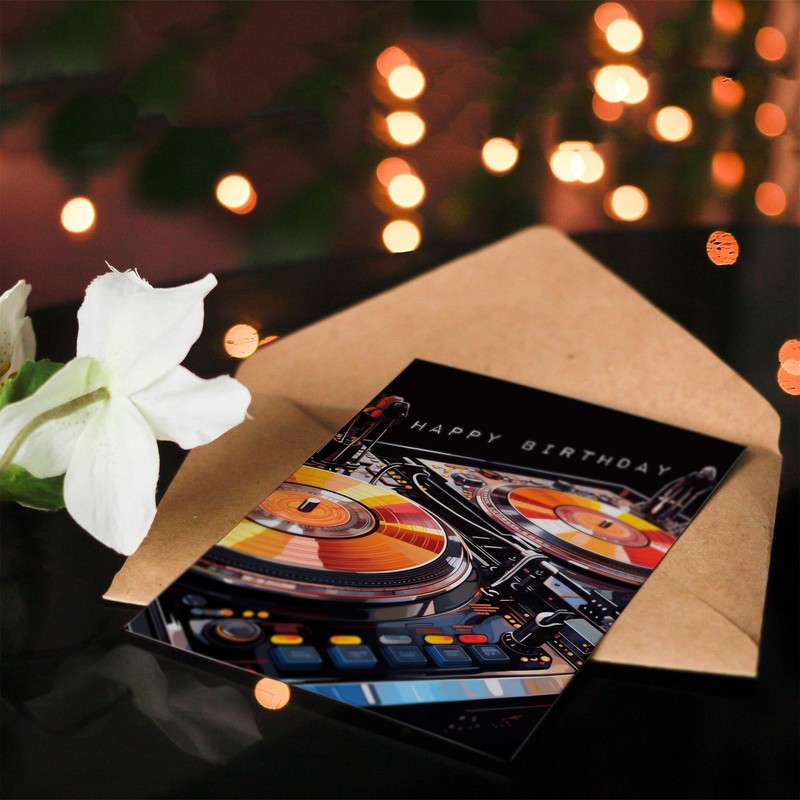 Artery8 Birthday Greeting Card Cool DJ Controller Decks Music Lover