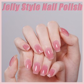 SALROAL Quick Dry Jelly Nude Nail Polish,Nude Pink Nail Polish,14 ml Air Dry Neutral Sheer Pink Color Nail Lacquer,Long-Lasting Light Nail Polish,Nail Art DIY No Nail Lamp Needed