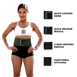 Quick Locking Weight Lifting Belt - Adjustable Lifting Belt for Powerlifting, Squat, Deadlift and Back Support, 4 inch Gym Belt for Men and Women (Green, Large)