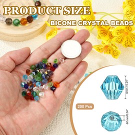 PATIKIL 6mm Bicone Crystal Beads, 200 Pcs Glass Faceted Bicone Beads Loose Spacer Bead for Jewelry Making Bracelet Necklace Earrings Wind Chimes Craft, Sky Blue